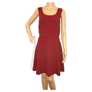 Express red striped fit and flare dress